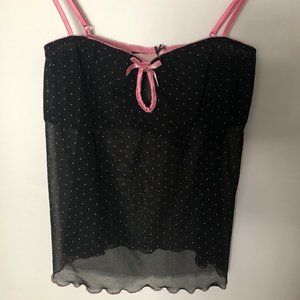 NWT VS Lingerie/Camisole Black/Pink Polka Dots – S